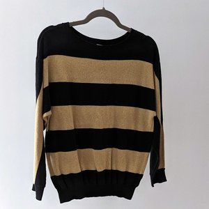 Black And Gold Shimmer Sweater - Liz Claiborne - Womens Medium